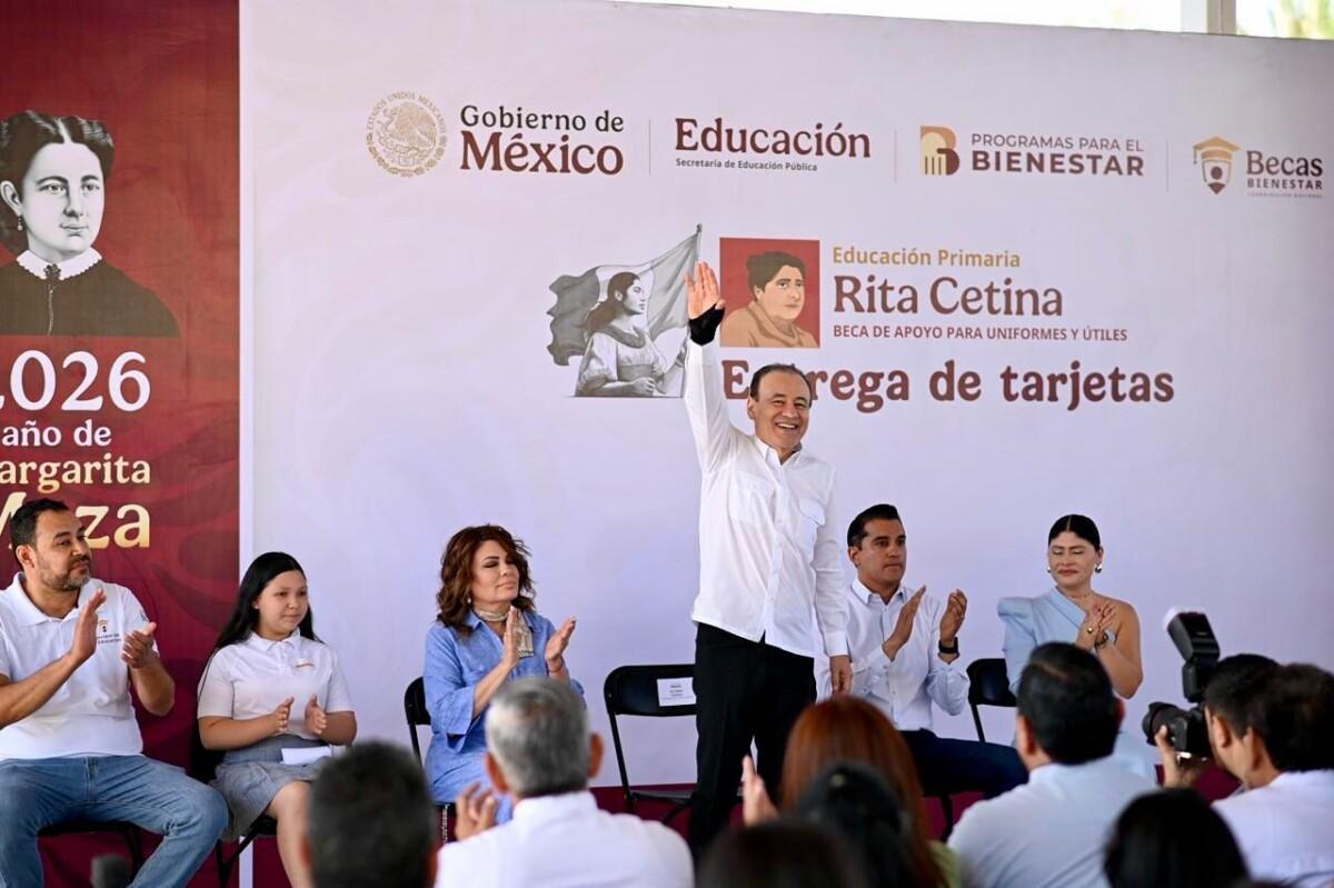 Arranca Gobernador Durazo entrega de becas Rita Cetina para alumnas y alumnos de primarias públicas