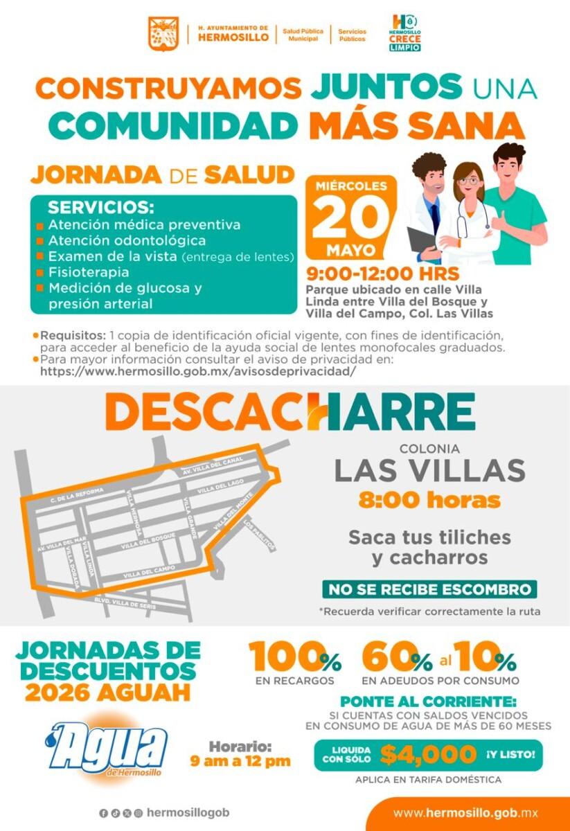 Invitan Gobierno de Hermosillo a Jornada de Salud y descacharre en el sector de Las Villas