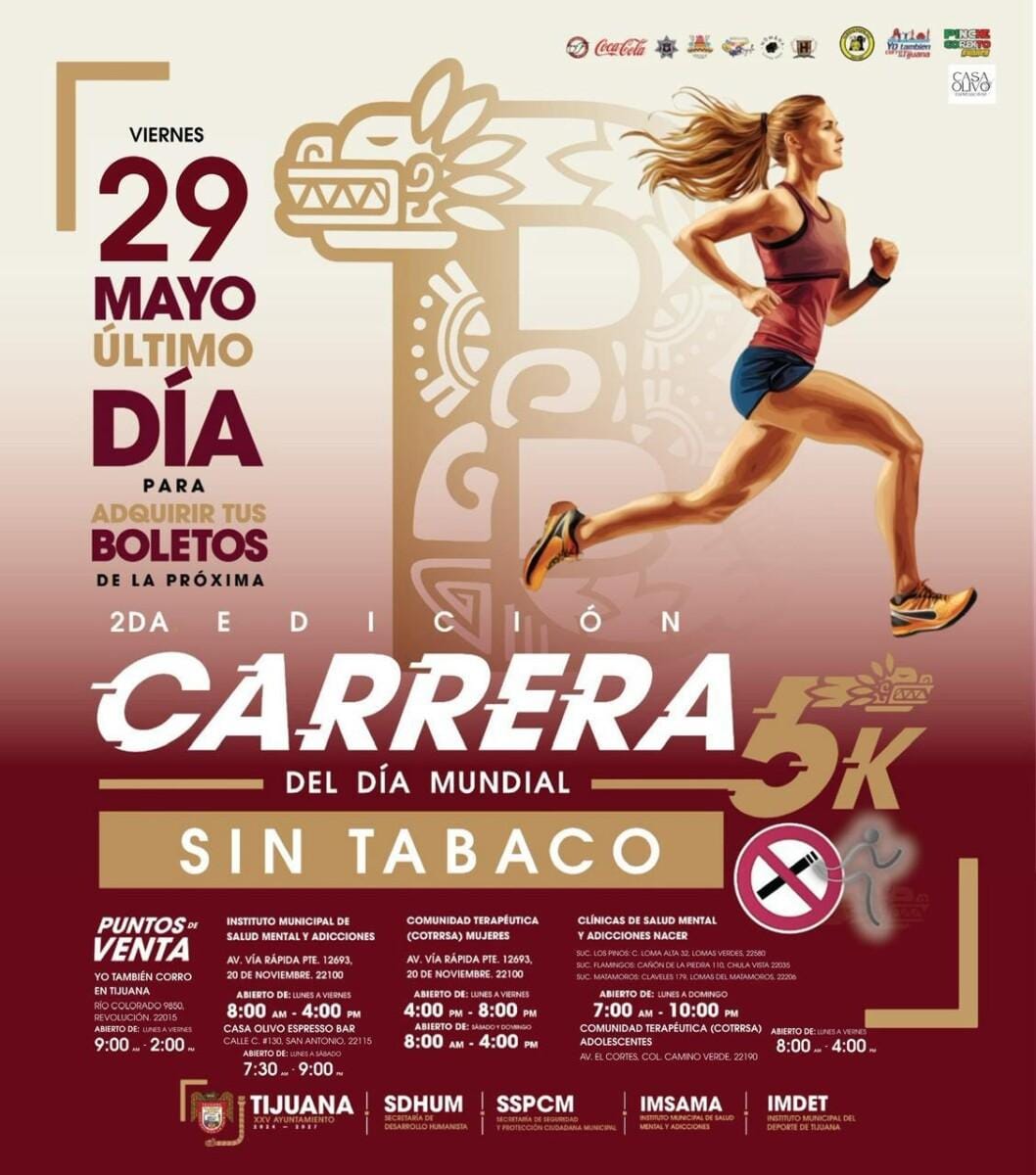 Invita Gobierno Municipal a registrarse en la Segunda Edición de la Carrera 5K por el Día Mundial Sin Tabaco