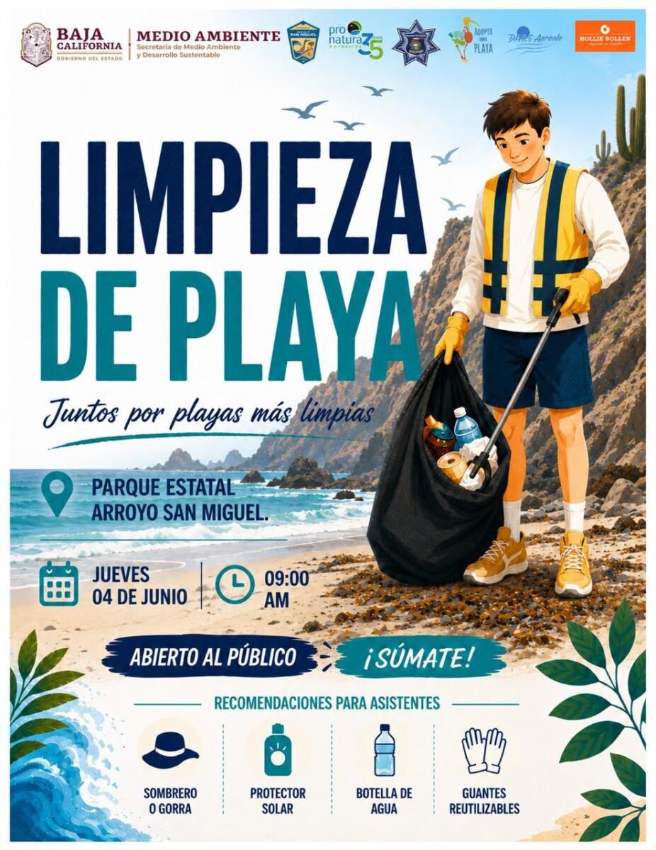 INVITAN A JORNADA DE “LIMPIEZA DE PLAYA” EN EL PARQUE ESTATAL ARROYO SAN MIGUEL