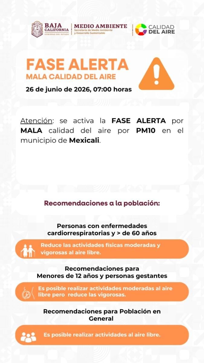 ATENCIÓN PERSONAS VULNERABLES DEBIDO DEBEN TOMAR LAS SIGUIENTES PRECAUCIONES, PARA AFRONTAR EL AIRE CONTAMINADO EN MEXICALI