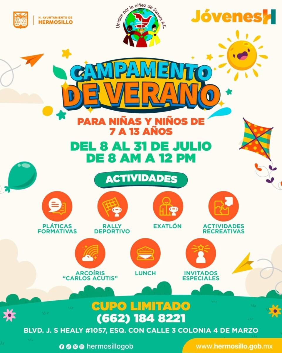 Invita Gobierno de Hermosillo a niñas y niños a disfrutar Campamento de Verano del IHJ