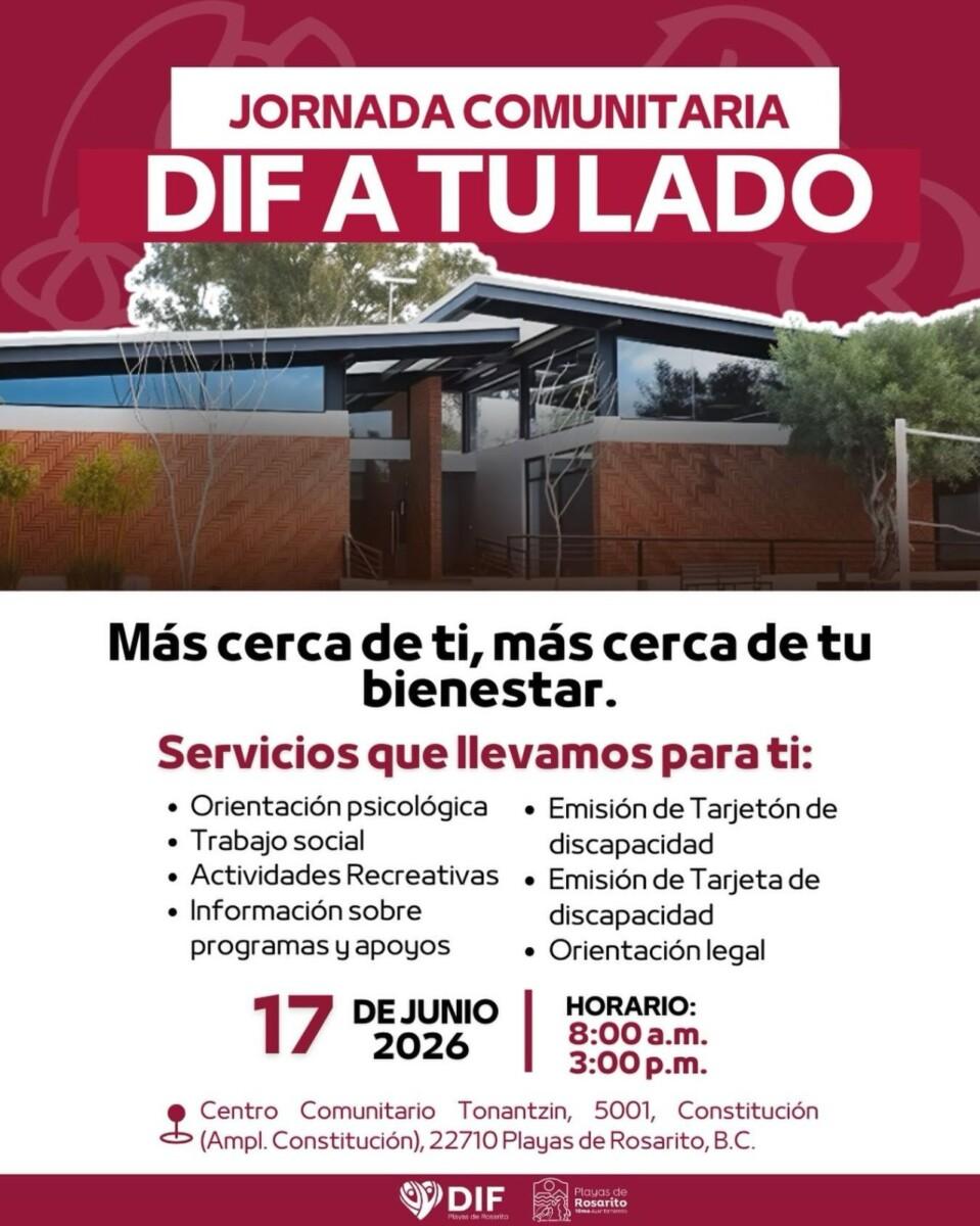 Invita DIF Playas de Rosarito a la Jornada Comunitaria “DIF a tu Lado” en beneficio de las familias rosaritenses