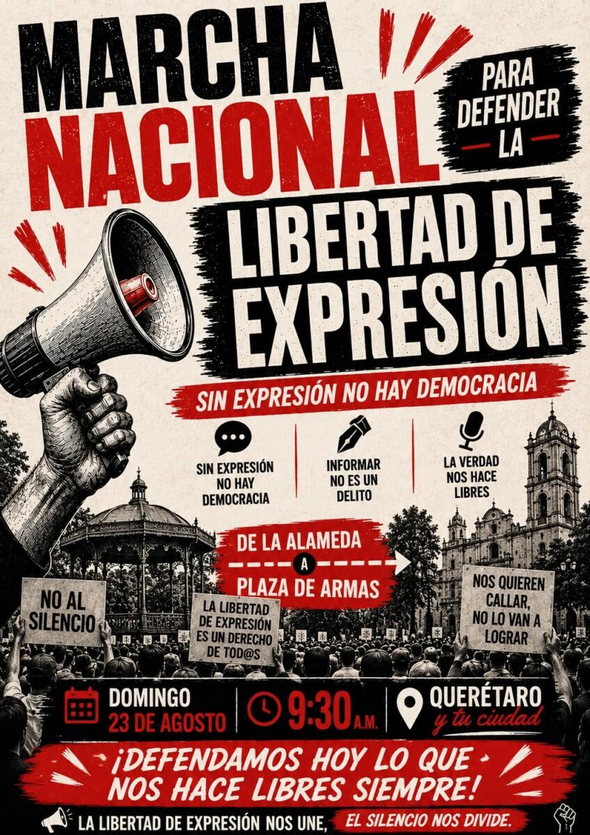 CONVOCAN A MANIFESTARSE EN DEFENSA DE LA LIBERTAD DE EXPRESIÓN
