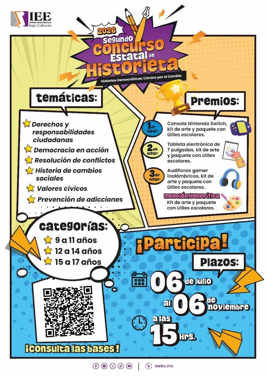 LANZA IEEBC SEGUNDO CONCURSO ESTATAL DE HISTORIETA 2026 “HISTORIAS DEMOCRÁTICAS: CÓMICS POR EL CAMBIO”