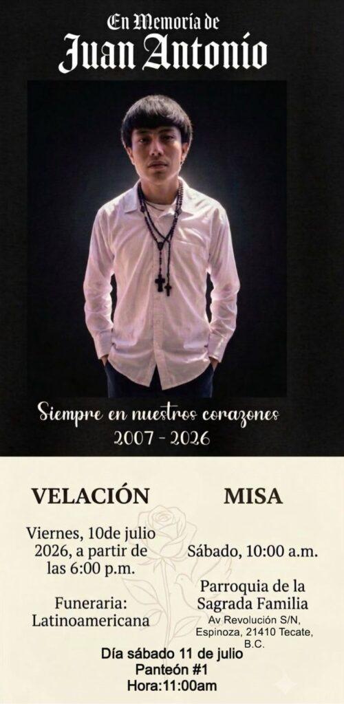 Invitan a velorio de joven asesinado En Tecate