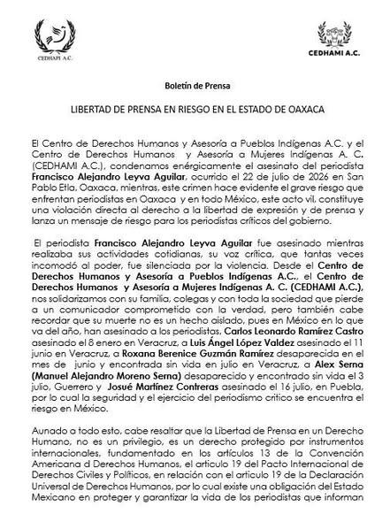 EL PERIODISTA ALEJANDRO LEYVA FUE ASESINADO MIENTRAS REALIZABA SUS ACTIVIDADES COTIDIANAS, HAY SEÑALAMIENTOS DE VIVA VOZ DEL COMUNICADOR QUE FACILITARÁN LA INVESTIGACIÓN DEL ASESINATO