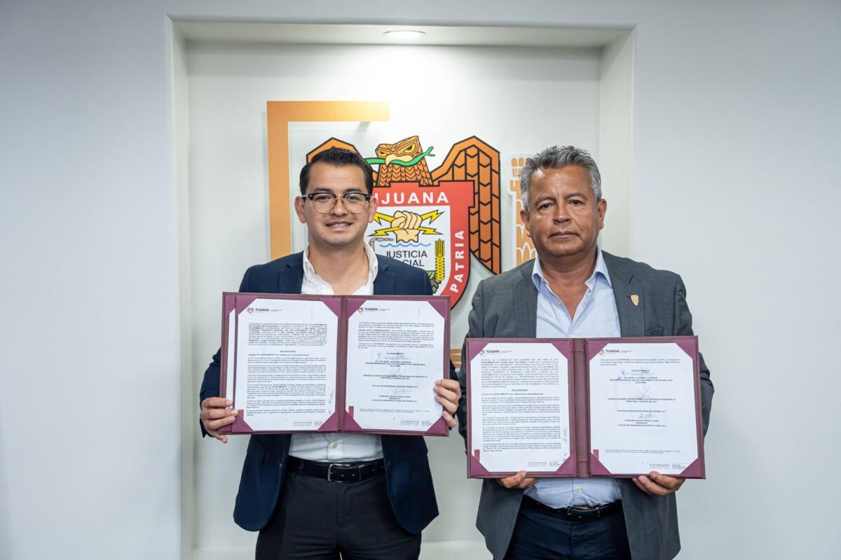 Firma alcalde Abdiel Gutiérrez convenio de colaboración con el Colegio de Ingenieros Civiles de Tijuana