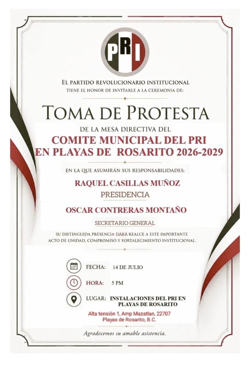 RAQUEL CASILLAS TOMARÁ POSESIÓN DE LA DIRIGENCIA MUNICIPAL DEL PRI EN ROSARITO