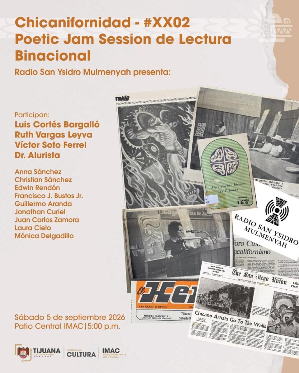 INVITA XXV AYUNTAMIENTO DE TIJUANA AL SEGUNDO POETIC JAM SESSION DE LECTIRA BINACIONAL